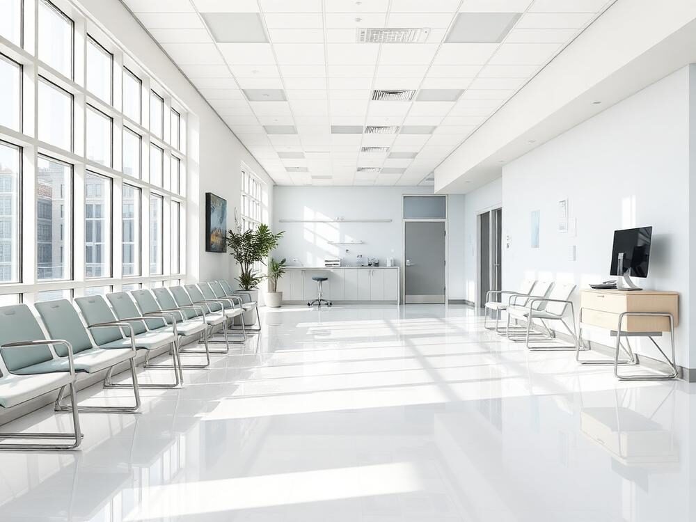 Medical clinic waiting room after a nightly service